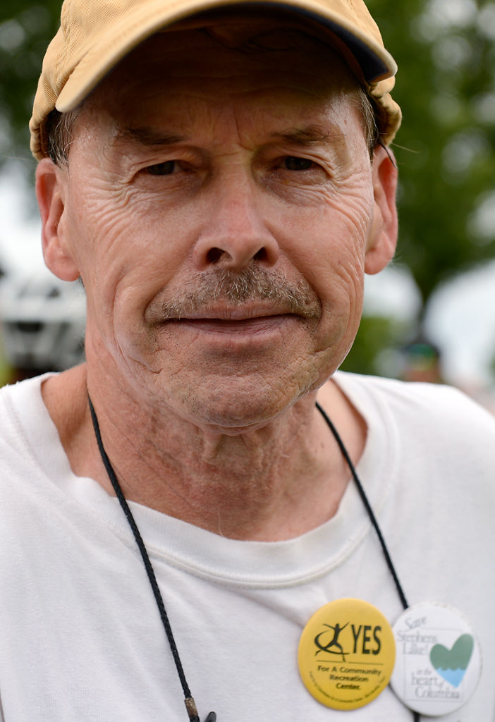 Christopher Janku wore a t-shirt and buttons from Hindman's various bicycle events